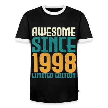 Awesome Since 1998 limited edition. - Men's Ringer Shirt - black/white - Front - AI Model Female 172 light (172cm) & AI Model Male 178 light (178cm)