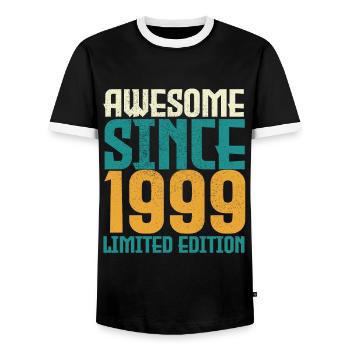 Awesome Since 1999 limited edition. - Men's Ringer Shirt - black/white - Front - AI Model Female 172 light (172cm) & AI Model Male 178 light (178cm)