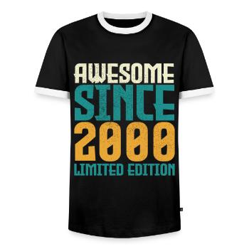 Awesome Since 2000 limited edition. - Men's Ringer Shirt - black/white - Front - AI Model Female 172 light (172cm) & AI Model Male 178 light (178cm)