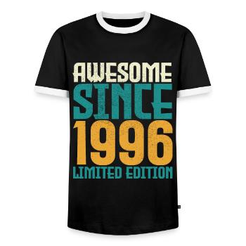 Awesome Since 1996 limited edition. - Men's Ringer Shirt - black/white - Front - AI Model Female 172 light (172cm) & AI Model Male 178 light (178cm)