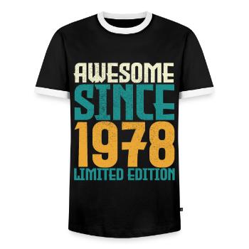 Awesome Since 1978 limited edition. - Men's Ringer Shirt - black/white - Front - AI Model Female 172 light (172cm) & AI Model Male 178 light (178cm)