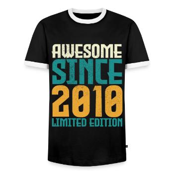 Awesome Since 2010 limited edition. - Men's Ringer Shirt - black/white - Front - AI Model Female 172 light (172cm) & AI Model Male 178 light (178cm)