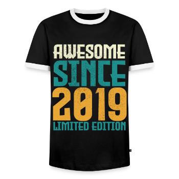 Awesome Since 2019 limited edition. - Men's Ringer Shirt - black/white - Front - AI Model Female 172 light (172cm) & AI Model Male 178 light (178cm)