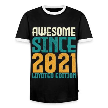 Awesome Since 2021 Limited edition. - Men's Ringer Shirt - black/white - Front - AI Model Female 172 light (172cm) & AI Model Male 178 light (178cm)