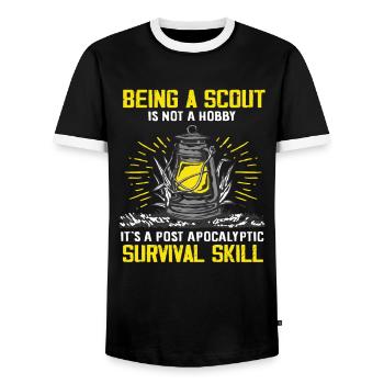 Scout Survival Skill Spell Gift - Men's Ringer Shirt - black/white - Front - AI Model Female 172 light (172cm) & AI Model Male 178 light (178cm)