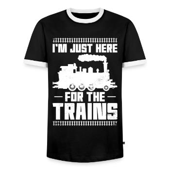 Steam Train Driver Trainspotting - Männer Kontrast-T-Shirt - Schwarz/Weiß - Vorne - AI Model Female 172 light (172cm) & AI Model Male 178 light (178cm)
