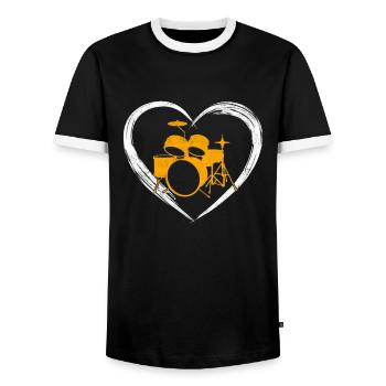 Drums love - Men's Ringer Shirt - black/white - Front - AI Model Female 172 light (172cm) & AI Model Male 178 light (178cm)