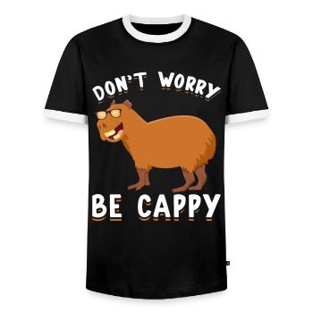 Glückliches Capybara Lustiges Nagetier Capybaras - Männer Kontrast-T-Shirt - Schwarz/Weiß - Vorne - AI Model Female 172 light (172cm) & AI Model Male 178 light (178cm)