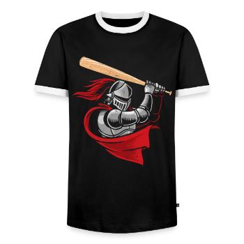Joueur de baseball chevalier médiéval - T-shirt contrasté Homme - noir/blanc - Devant - AI Model Female 172 light (172cm) & AI Model Male 178 light (178cm)