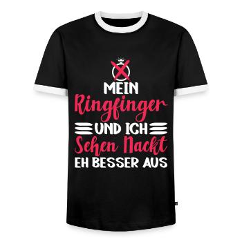 Scheidungsparty Scheidung Ex Frau Geschieden - Männer Kontrast-T-Shirt - Schwarz/Weiß - Vorne - AI Model Female 172 light (172cm) & AI Model Male 178 light (178cm)