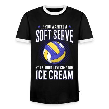 Volleyball Player Gift Funny Volleyball - Men's Ringer Shirt - black/white - Front - AI Model Female 172 light (172cm) & AI Model Male 178 light (178cm)
