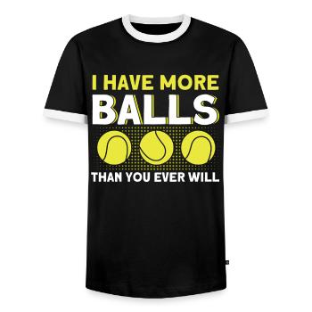 Tennis Saying Tennis Player Gift Tennis - Men's Ringer Shirt - black/white - Front - AI Model Female 172 light (172cm) & AI Model Male 178 light (178cm)