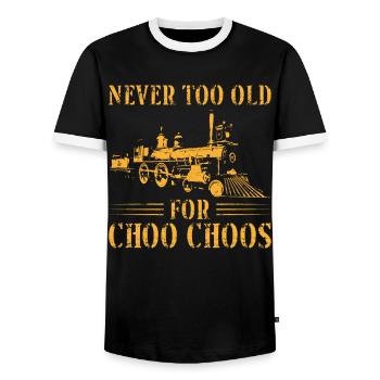 Conducteur de train à vapeur Trainspotting - T-shirt contrasté Homme - noir/blanc - Devant - AI Model Female 172 light (172cm) & AI Model Male 178 light (178cm)