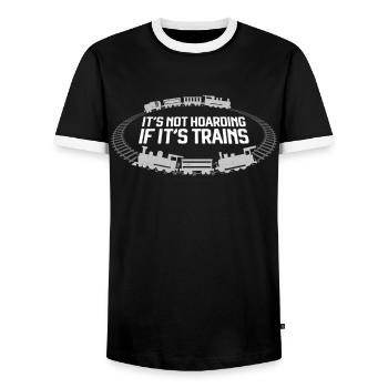Conducteur de train à vapeur Trainspotting - T-shirt contrasté Homme - noir/blanc - Devant - AI Model Female 172 light (172cm) & AI Model Male 178 light (178cm)