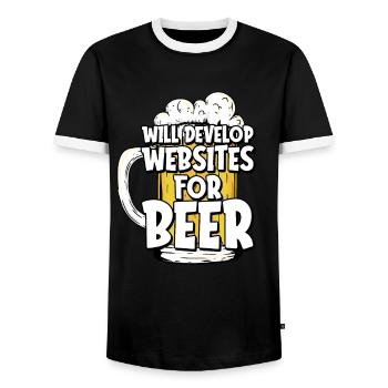 Web Developer Web Developer Web Developer - Men's Ringer Shirt - black/white - Front - AI Model Female 172 light (172cm) & AI Model Male 178 light (178cm)