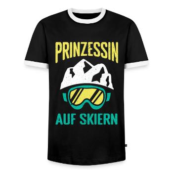 Ski Sking Snowboard Wintersport Skifahrer - Männer Kontrast-T-Shirt - Schwarz/Weiß - Vorne - AI Model Female 172 light (172cm) & AI Model Male 178 light (178cm)