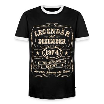 Legenden Dezember 1974 Geboren Jahrgang 1974 - Männer Kontrast-T-Shirt - Schwarz/Weiß - Vorne - AI Model Female 172 light (172cm) & AI Model Male 178 light (178cm)
