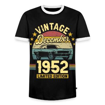 Vintage Décembre 1952 70 Ans Anniversaire - T-shirt contrasté Homme - noir/blanc - Devant - AI Model Female 172 light (172cm) & AI Model Male 178 light (178cm)