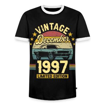 Vintage Décembre 1997 25 Ans Anniversaire - T-shirt contrasté Homme - noir/blanc - Devant - AI Model Female 172 light (172cm) & AI Model Male 178 light (178cm)