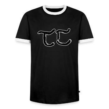 Korean letter - Men's Ringer Shirt - black/white - Front - AI Model Female 172 light (172cm) & AI Model Male 178 light (178cm)
