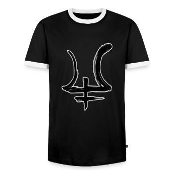 Symbole d’astrologie de Neptune - T-shirt contrasté Homme - noir/blanc - Devant - AI Model Female 172 light (172cm) & AI Model Male 178 light (178cm)