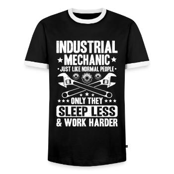 Industriemechaniker Industrial Mechanic - Men's Ringer Shirt - black/white - Front - AI Model Female 172 light (172cm) & AI Model Male 178 light (178cm)