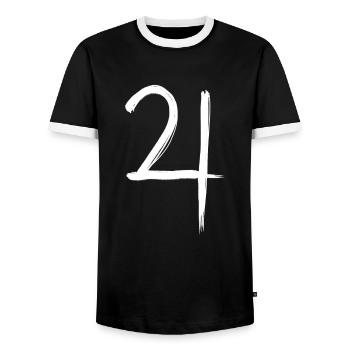 Jupiter Astrology Symbol - Men's Ringer Shirt - black/white - Front - AI Model Female 172 light (172cm) & AI Model Male 178 light (178cm)