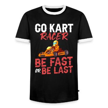 Go Kart Racing Indoor Karting Kartsport Kartbahn - Männer Kontrast-T-Shirt - Schwarz/Weiß - Vorne - AI Model Female 172 light (172cm) & AI Model Male 178 light (178cm)