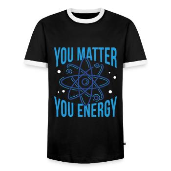 Science -You matter you energy - Men's Ringer Shirt - black/white - Front - AI Model Female 172 light (172cm) & AI Model Male 178 light (178cm)