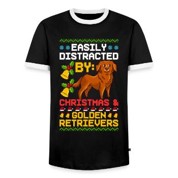 Golden Retriever Hund Welpen Besitzer Weihnachten - Männer Kontrast-T-Shirt - Schwarz/Weiß - Vorne - AI Model Female 172 light (172cm) & AI Model Male 178 light (178cm)