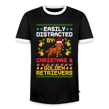 Golden Retriever Hund Welpen Besitzer Weihnachten - Männer Kontrast-T-Shirt - Schwarz/Weiß - Vorne - AI Model Female 172 light (172cm) & AI Model Male 178 light (178cm)