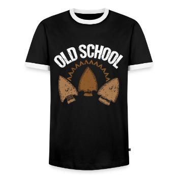 Old School Pfeilspitzen Bogenschießen - Männer Kontrast-T-Shirt - Schwarz/Weiß - Vorne - AI Model Female 172 light (172cm) & AI Model Male 178 light (178cm)