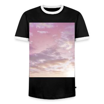 Vintage Pink Cloud Aesthetic Dreamcore Angelcore - Men's Ringer Shirt - black/white - Front - AI Model Female 172 light (172cm) & AI Model Male 178 light (178cm)