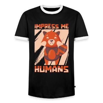 Petit panda - T-shirt contrasté Homme - noir/blanc - Devant - AI Model Female 172 light (172cm) & AI Model Male 178 light (178cm)