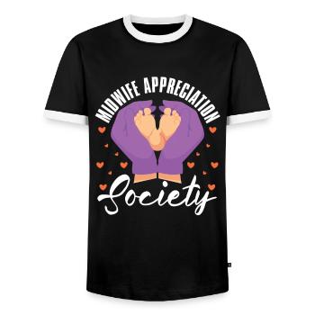 Hebamme Zukünftige Hebamme - Männer Kontrast-T-Shirt - Schwarz/Weiß - Vorne - AI Model Female 172 light (172cm) & AI Model Male 178 light (178cm)