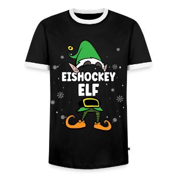 Eishockey Elf Partnerlook Weihnachten - Männer Kontrast-T-Shirt - Schwarz/Weiß - Vorne - AI Model Female 172 light (172cm) & AI Model Male 178 light (178cm)