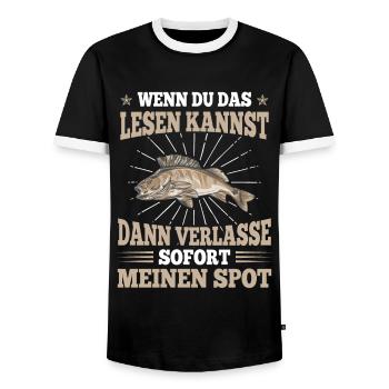 Angler Angelliebe Verlasse Sofort Meinen Spot - Männer Kontrast-T-Shirt - Schwarz/Weiß - Vorne - AI Model Female 172 light (172cm) & AI Model Male 178 light (178cm)