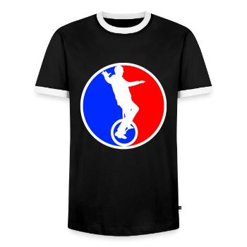 Logo de monocycle - T-shirt contrasté Homme - noir/blanc - Devant - AI Model Female 172 light (172cm) & AI Model Male 178 light (178cm)
