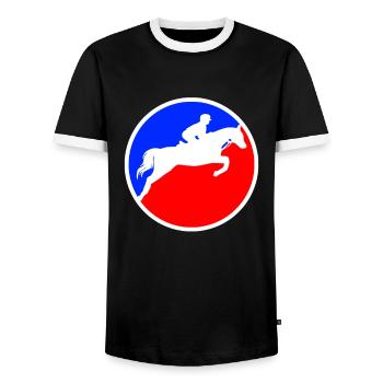 Horse Riding Logo - Men's Ringer Shirt - black/white - Front - AI Model Female 172 light (172cm) & AI Model Male 178 light (178cm)