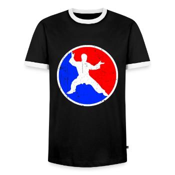 Martial Arts Logo - Men's Ringer Shirt - black/white - Front - AI Model Female 172 light (172cm) & AI Model Male 178 light (178cm)