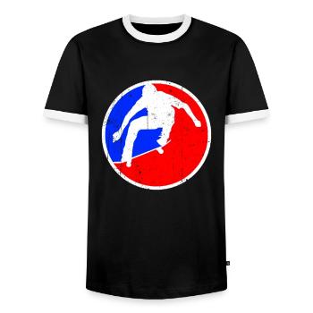 Logo du patinage - T-shirt contrasté Homme - noir/blanc - Devant - AI Model Female 172 light (172cm) & AI Model Male 178 light (178cm)
