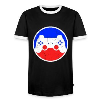Logo de jeu - T-shirt contrasté Homme - noir/blanc - Devant - AI Model Female 172 light (172cm) & AI Model Male 178 light (178cm)