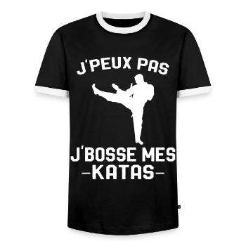 cadeau karaté art martial pour joueur de karaté - T-shirt contrasté Homme - noir/blanc - Devant - AI Model Female 172 light (172cm) & AI Model Male 178 light (178cm)