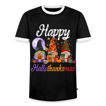 Trois nains Hallothanksmas Halloween Noël - T-shirt contrasté Homme - noir/blanc - Devant - AI Model Female 172 light (172cm) & AI Model Male 178 light (178cm)