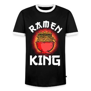 Ramen Noodle Lovers Chopsticks Japanese Noodle - Men's Ringer Shirt - black/white - Front - AI Model Female 172 light (172cm) & AI Model Male 178 light (178cm)