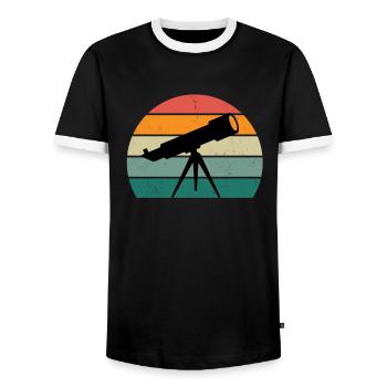 UFO Alien Space All Universe Rocket Space - Men's Ringer Shirt - black/white - Front - AI Model Female 172 light (172cm) & AI Model Male 178 light (178cm)