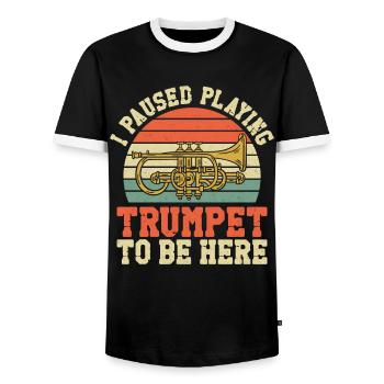 Trumpet Player Vintage Retro I - Männer Kontrast-T-Shirt - Schwarz/Weiß - Vorne - AI Model Female 172 light (172cm) & AI Model Male 178 light (178cm)
