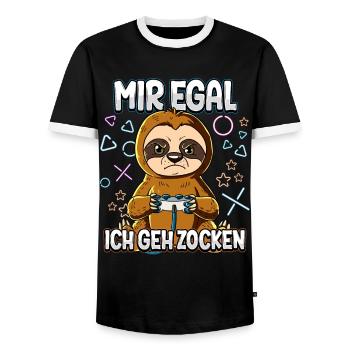 Mir Egal Ich Geh Zocken Gaming - Männer Kontrast-T-Shirt - Schwarz/Weiß - Vorne - AI Model Female 172 light (172cm) & AI Model Male 178 light (178cm)