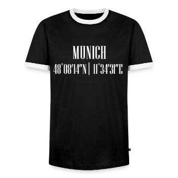 Coordonnées de la ville - T-shirt contrasté Homme - noir/blanc - Devant - AI Model Female 172 light (172cm) & AI Model Male 178 light (178cm)