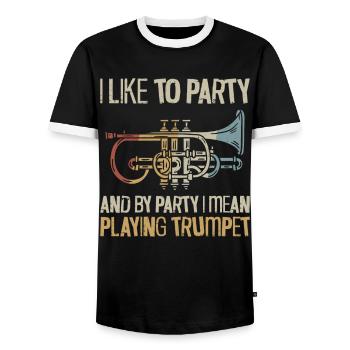 Trumpet Player Vintage Retro I - Männer Kontrast-T-Shirt - Schwarz/Weiß - Vorne - AI Model Female 172 light (172cm) & AI Model Male 178 light (178cm)